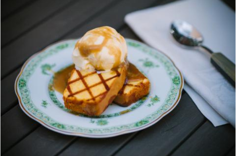 Grilled Pound Cake with Salted Butterscotch Sauce
