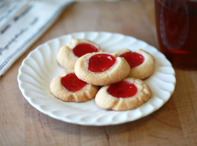 Buttery Raspberry Thumbprint Cookies