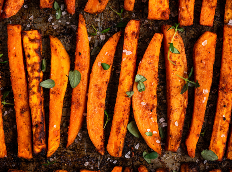 Roasted Sweet Potato Wedges with Cinnamon and Chiles