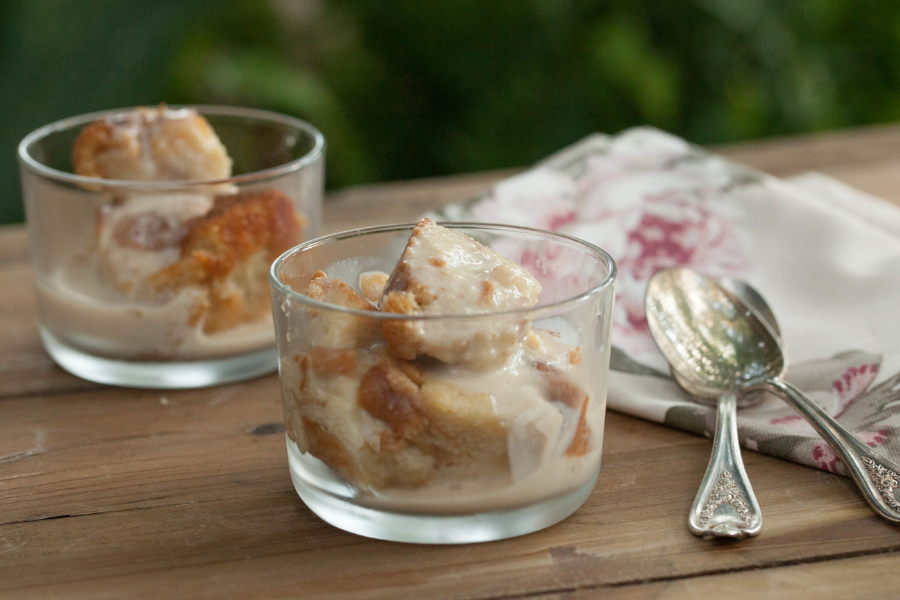 Bread Pudding with Chai Spiced Rum Sauce