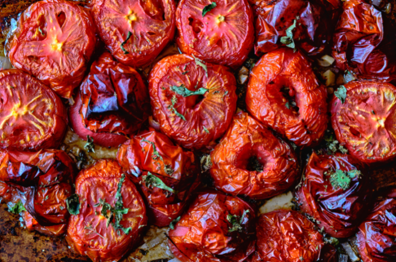 Slow Roasted Tomatoes with basil & balsamic