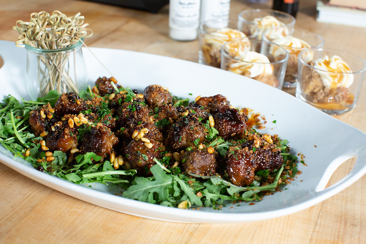 sweet sour meatballs pinenuts