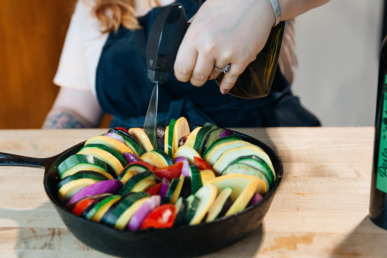 cast iron ratatouille zucchini eggplant bell pepper