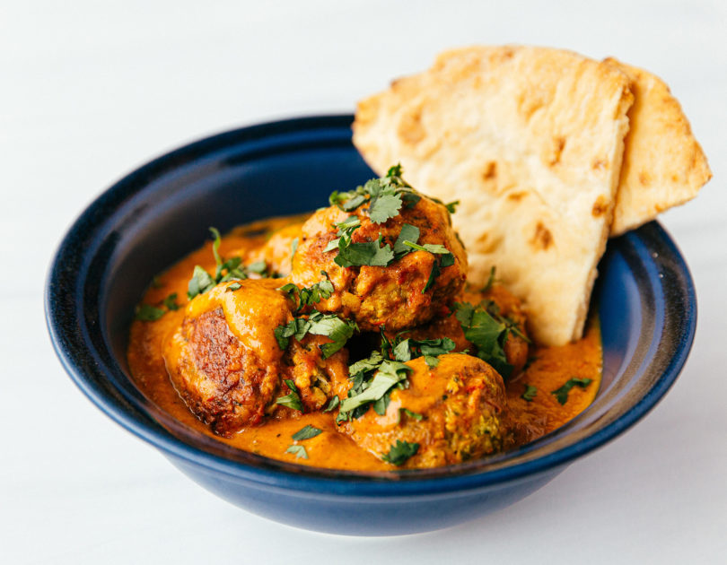 Cashew Coconut Meatballs with Curried Tomato sauce