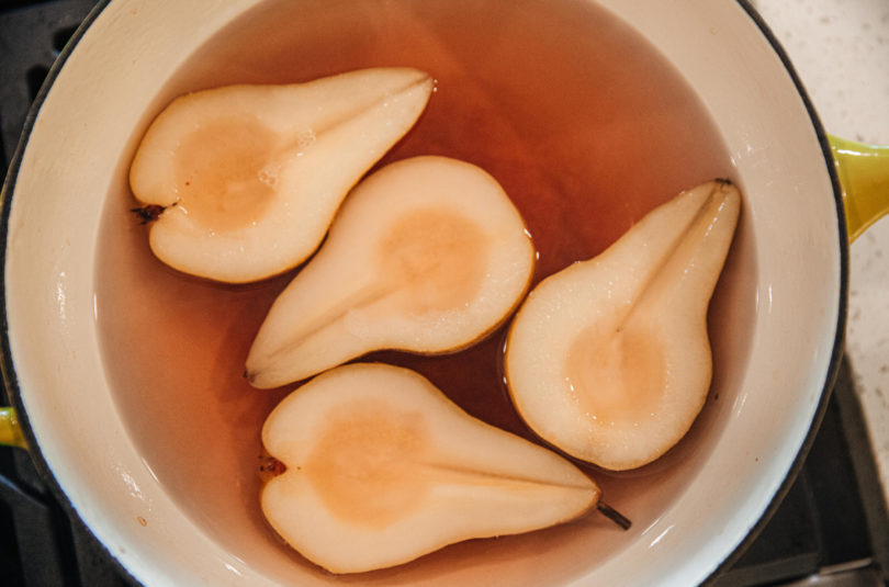 Rose’ Poached Pears with Vanilla Balsamic