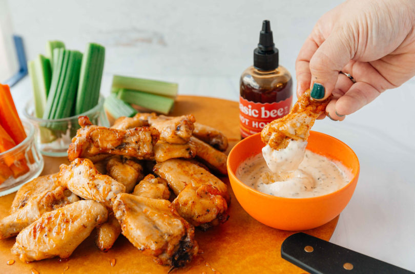 basic bee hot honey chipotle wing board