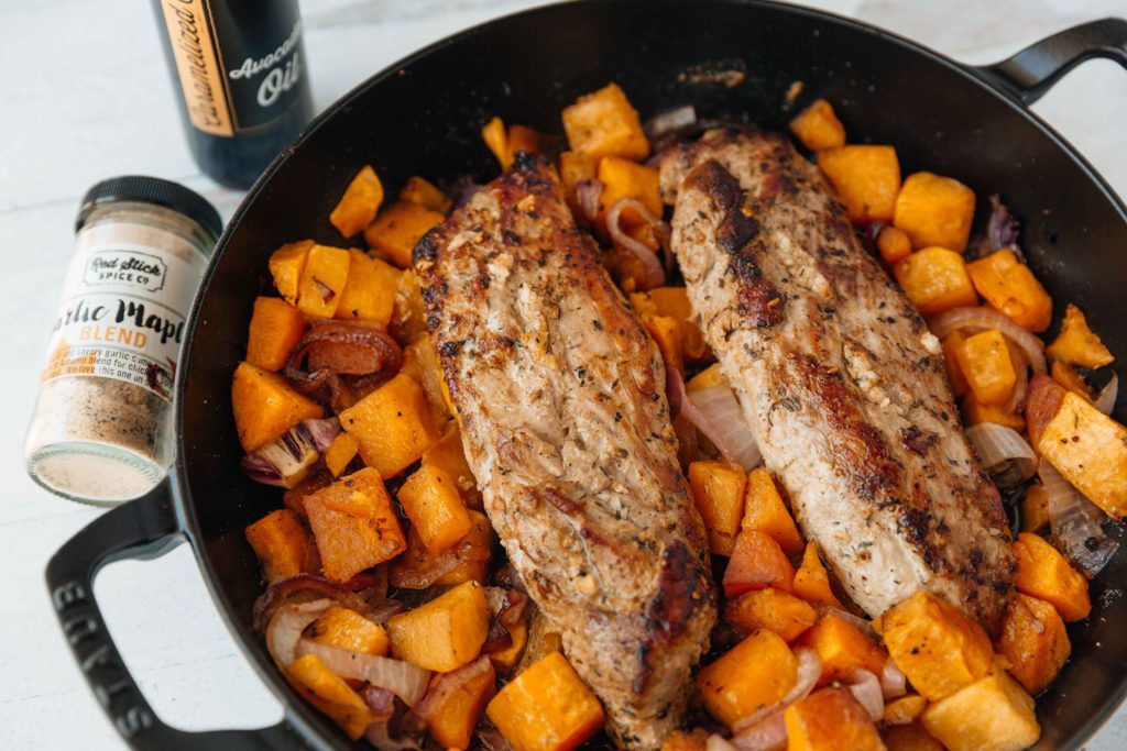 garlic maple pork tenderloin butternut squash