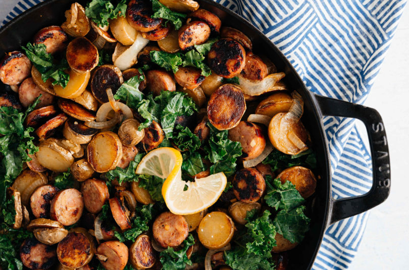 potato sausage kale skillet dinner