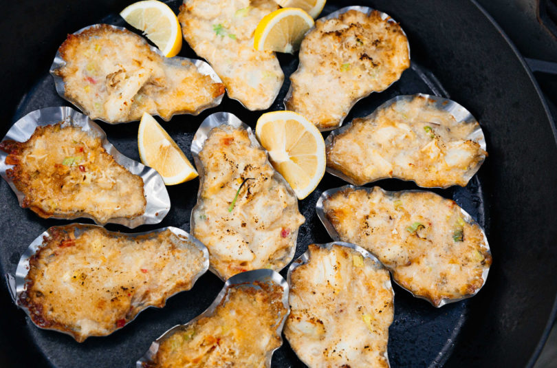 GRILLED GULF OYSTERS WITH CRAB AND SHRIMP