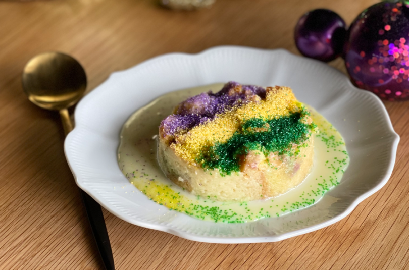 KING CAKE BREAD PUDDING WITH RUM SAUCE