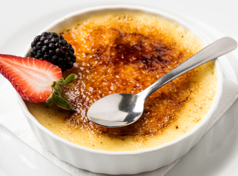 CLASSIC CREME BRULEE WITH CARDAMOM WHIPPED CREAM