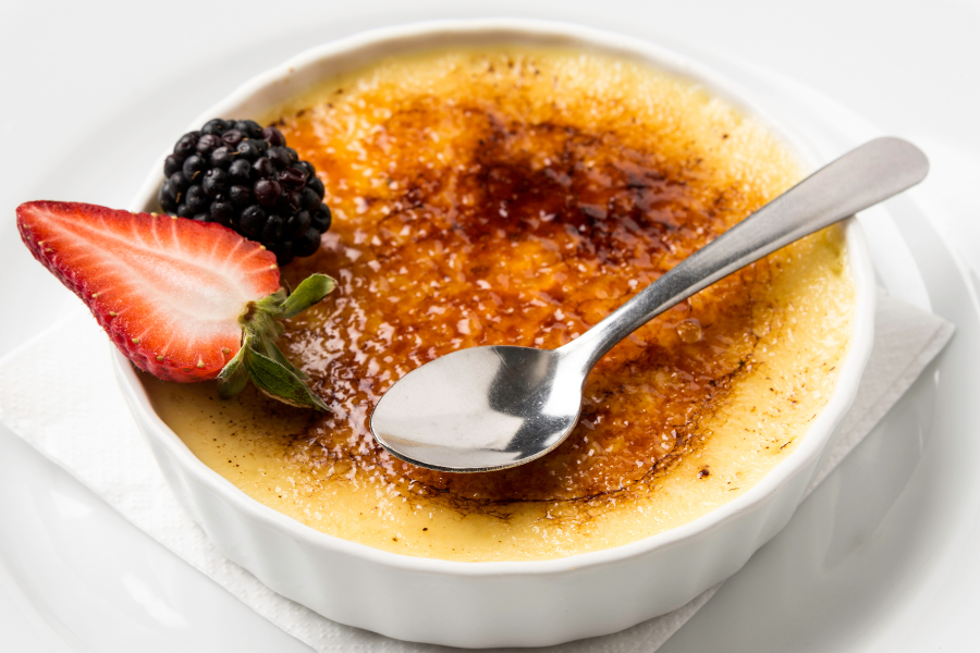 CLASSIC CREME BRULEE WITH CARDAMOM WHIPPED CREAM