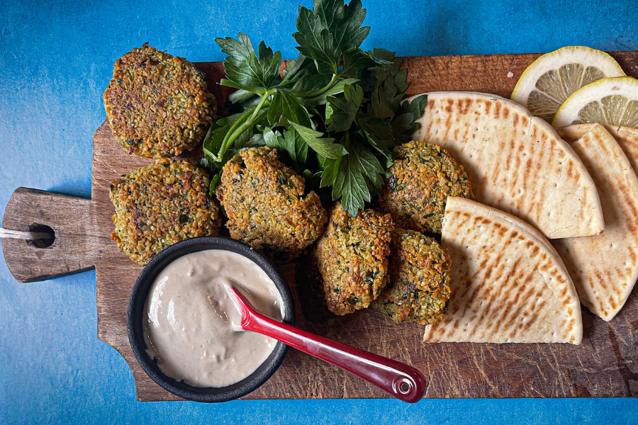 CRISPY BAKED FALAFEL WITH TAHINI SAUCE