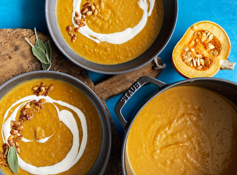 PUMPKIN SOUP WITH SPICY PEPITAS