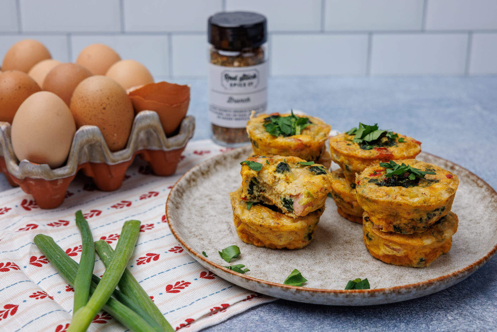 EGG BITES WITH ANDOUILLE & SPINACH