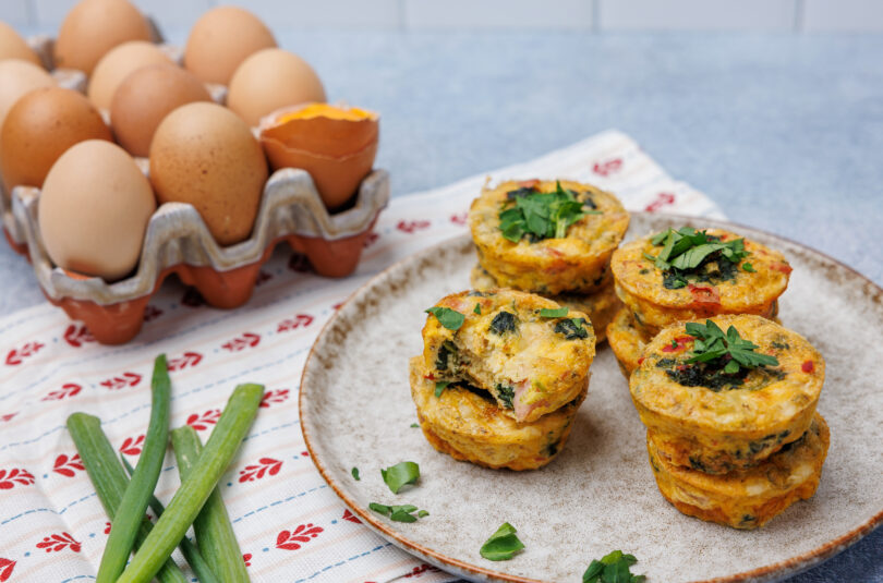 EGG BITES WITH ANDOUILLE & SPINACH