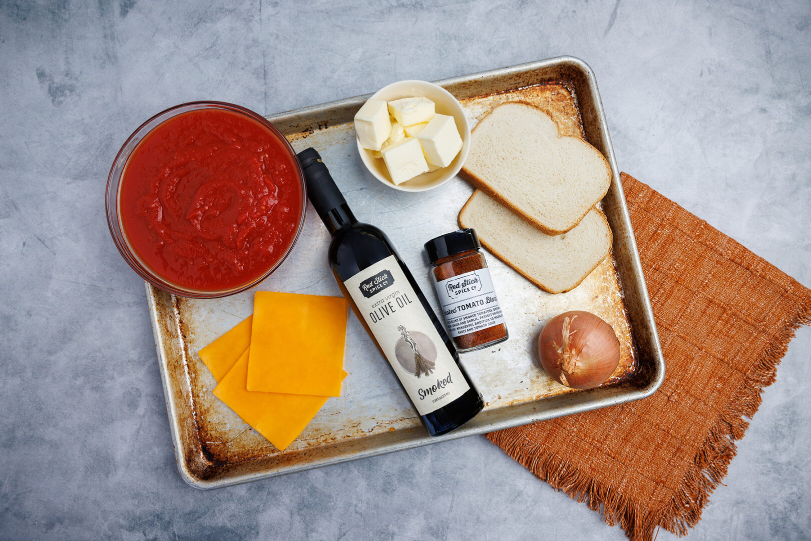 TOMATO SOUP WITH GRILLED CHEESE CROUTONS