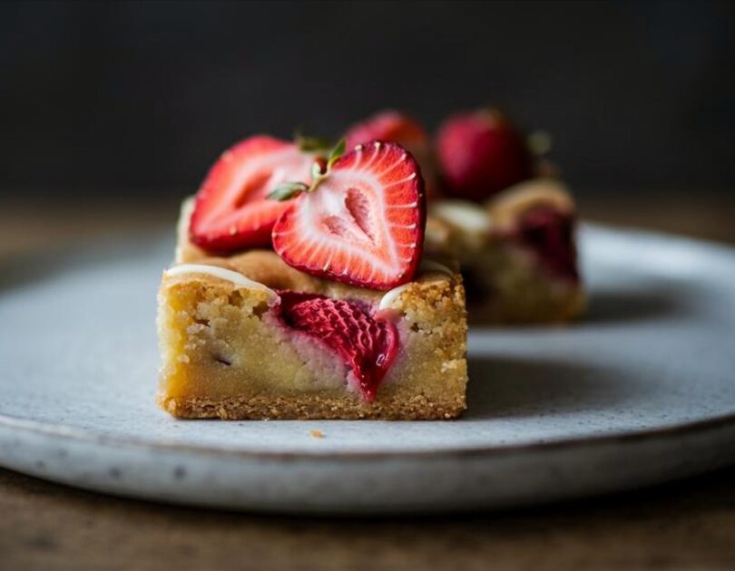 WHITE CHOCOLATE STRAWBERRY BLONDIES