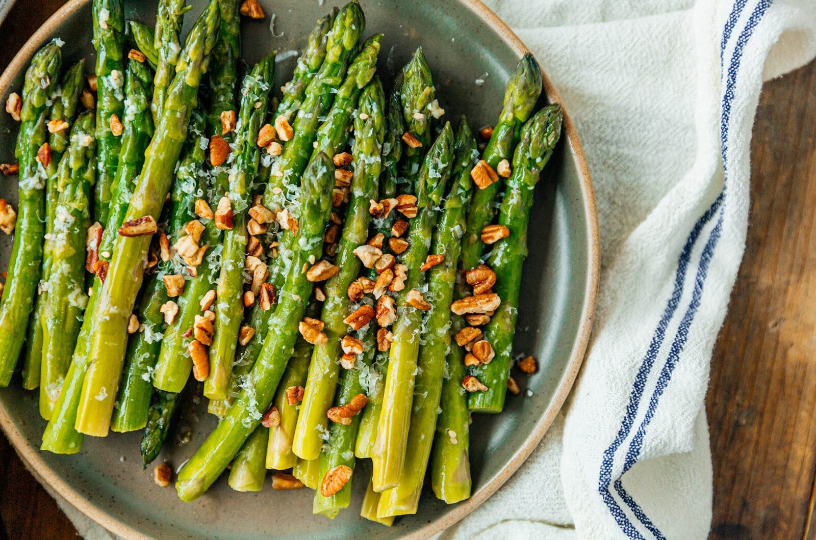 ASPARAGUS SALAD WITH PARM & PECANS