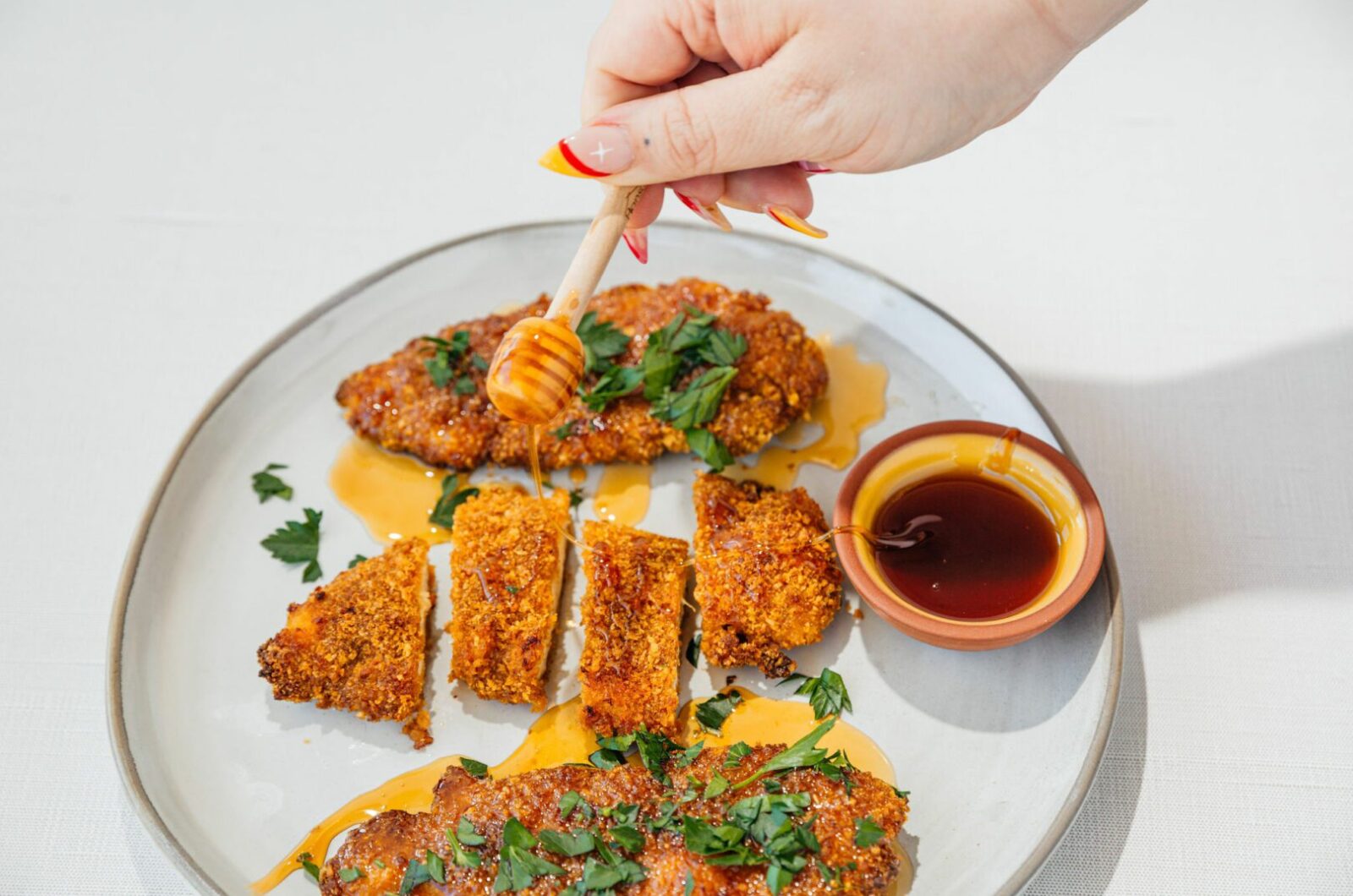 Crispy Chicken Tenders with Hot Honey