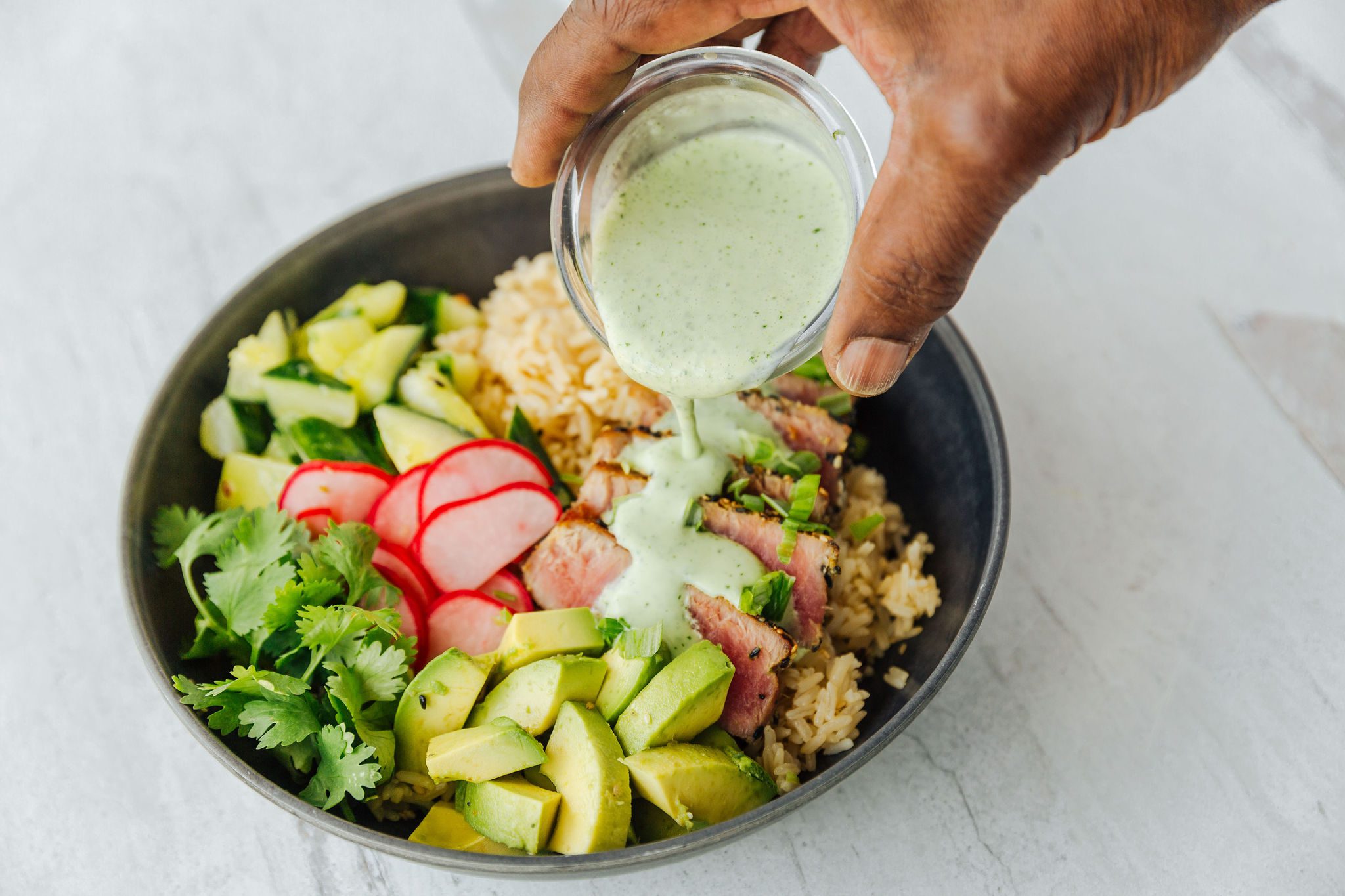 SEARED TUNA GRAIN BOWL WITH CILANTRO LIME YOGURT SAUCE Recipe | Red Stick Spice