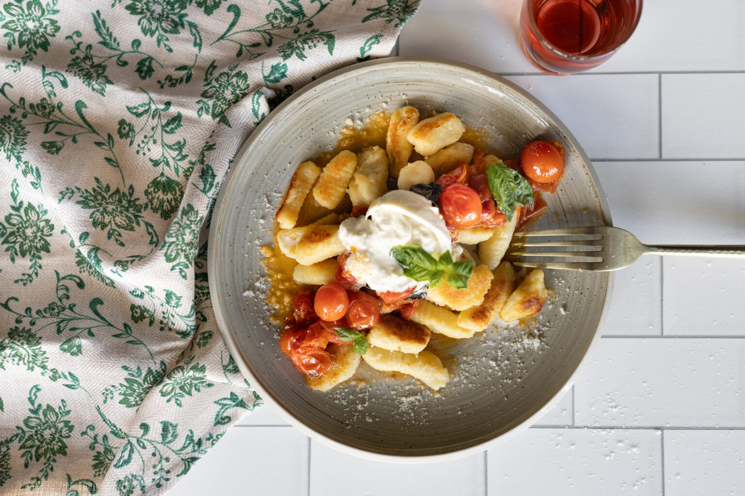 CRISPY GNOCCHI WITH BURRATA AND TOMATO CONFIT