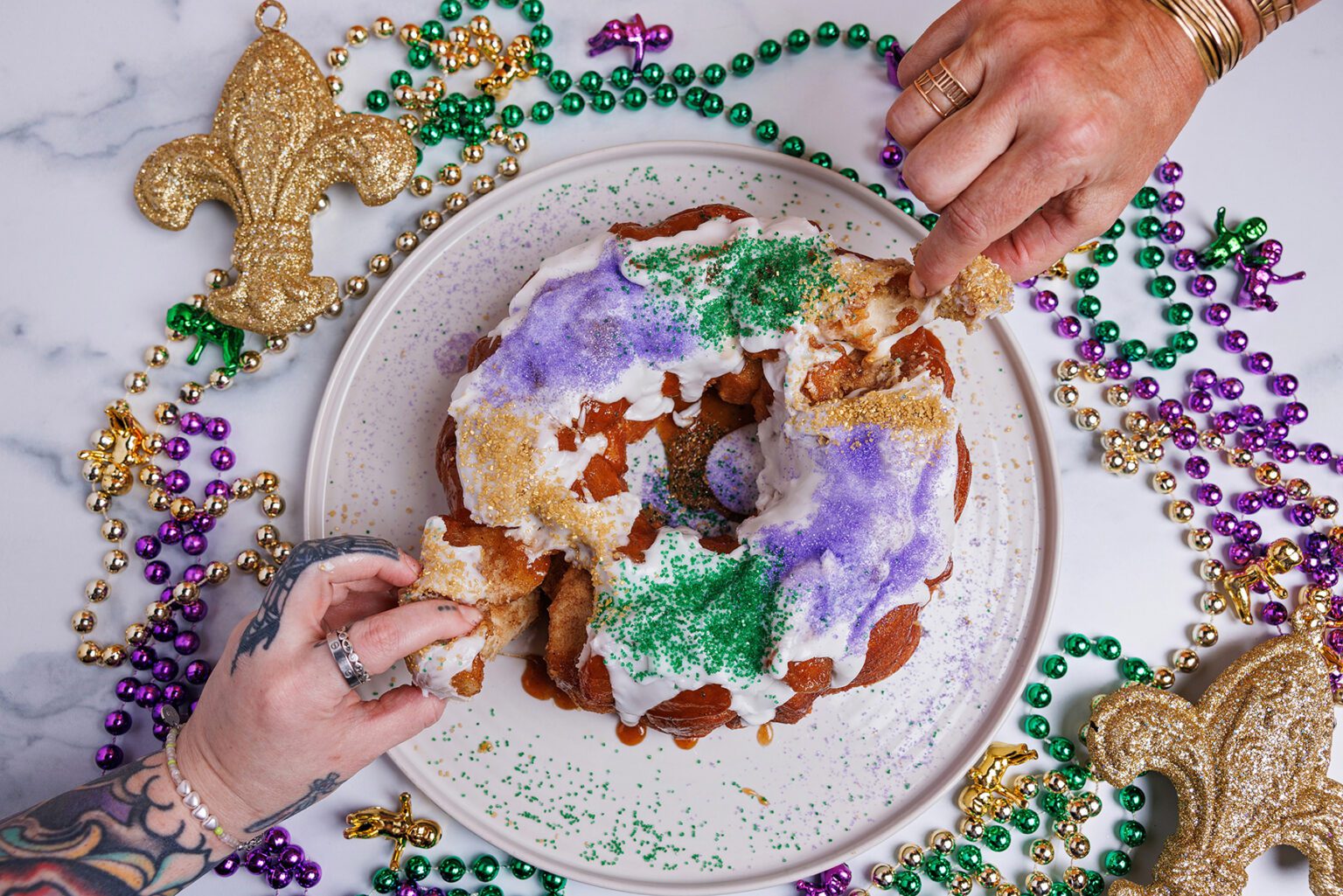 MARDI GRAS PULL APART BREAD