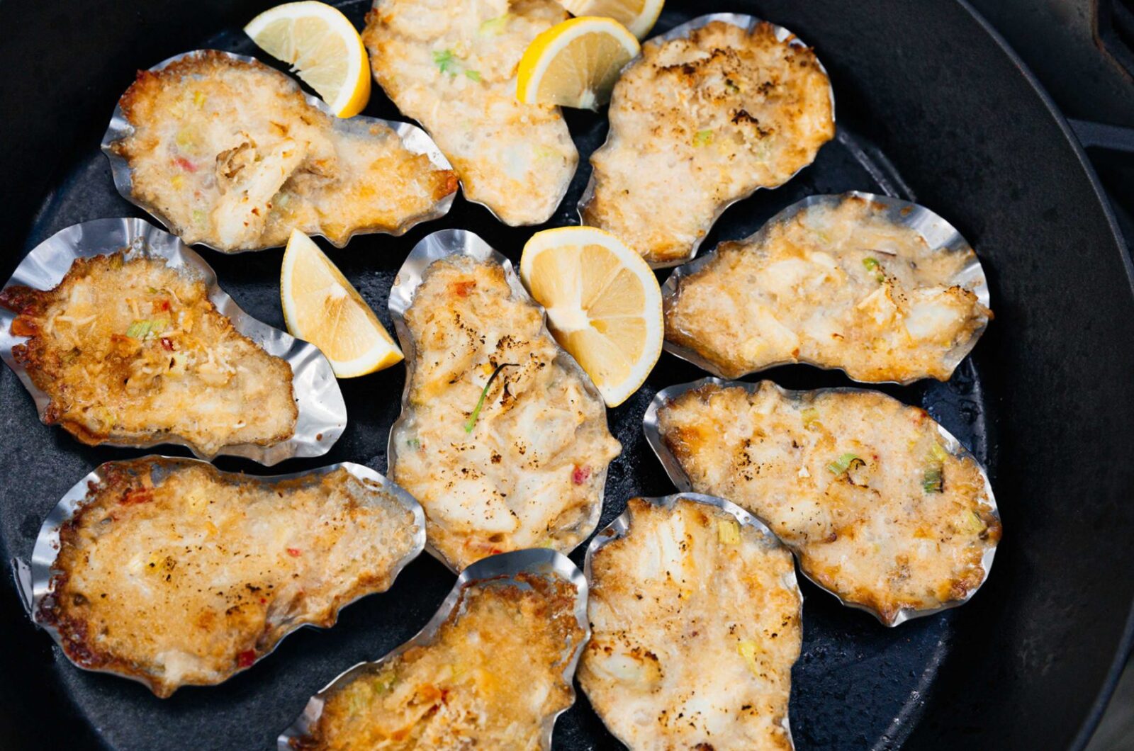 GRILLED GULF OYSTERS WITH CRAB AND SHRIMP