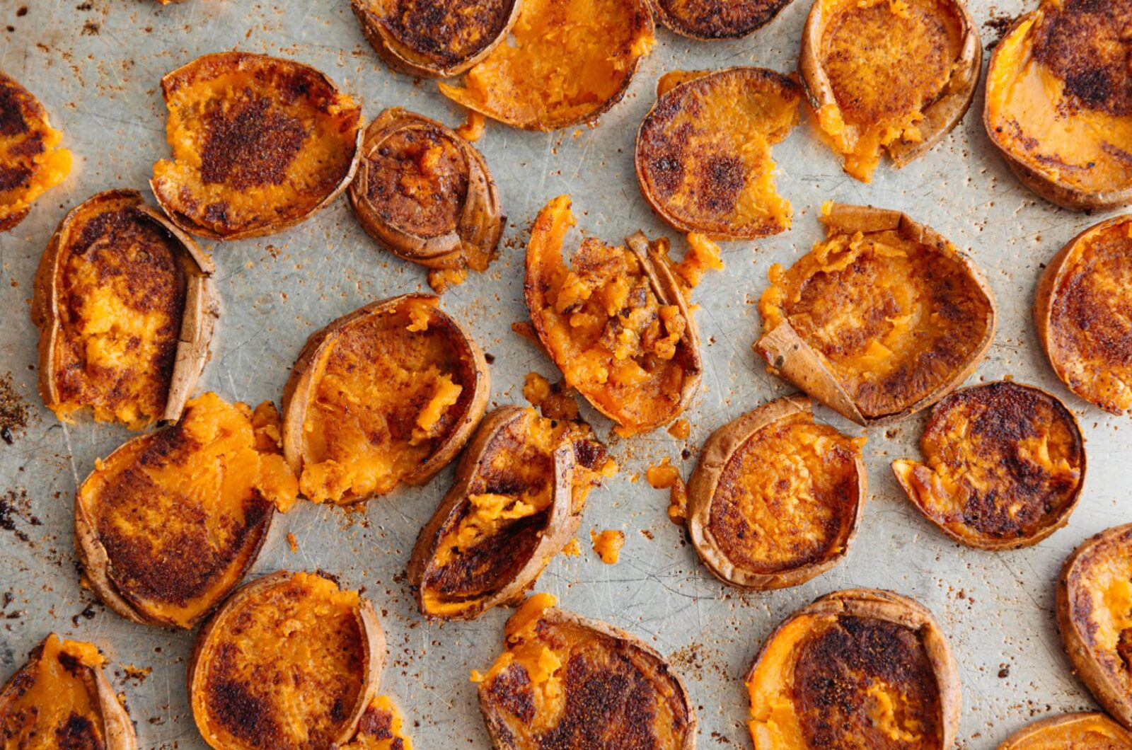 ROSEMARY ROASTED SMASHED SWEET POTATOES