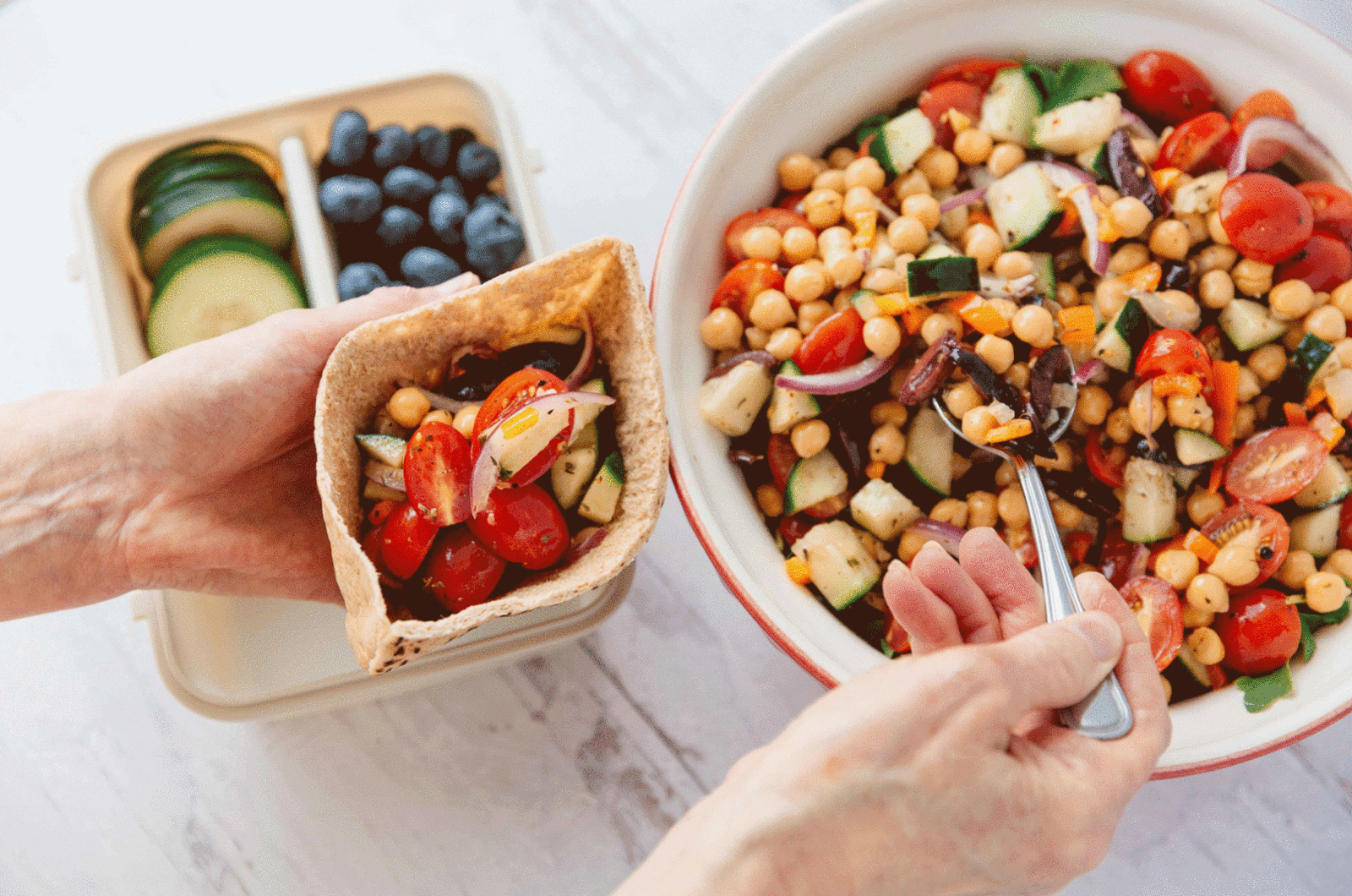 GREEK CHICKPEA SALAD PITAS