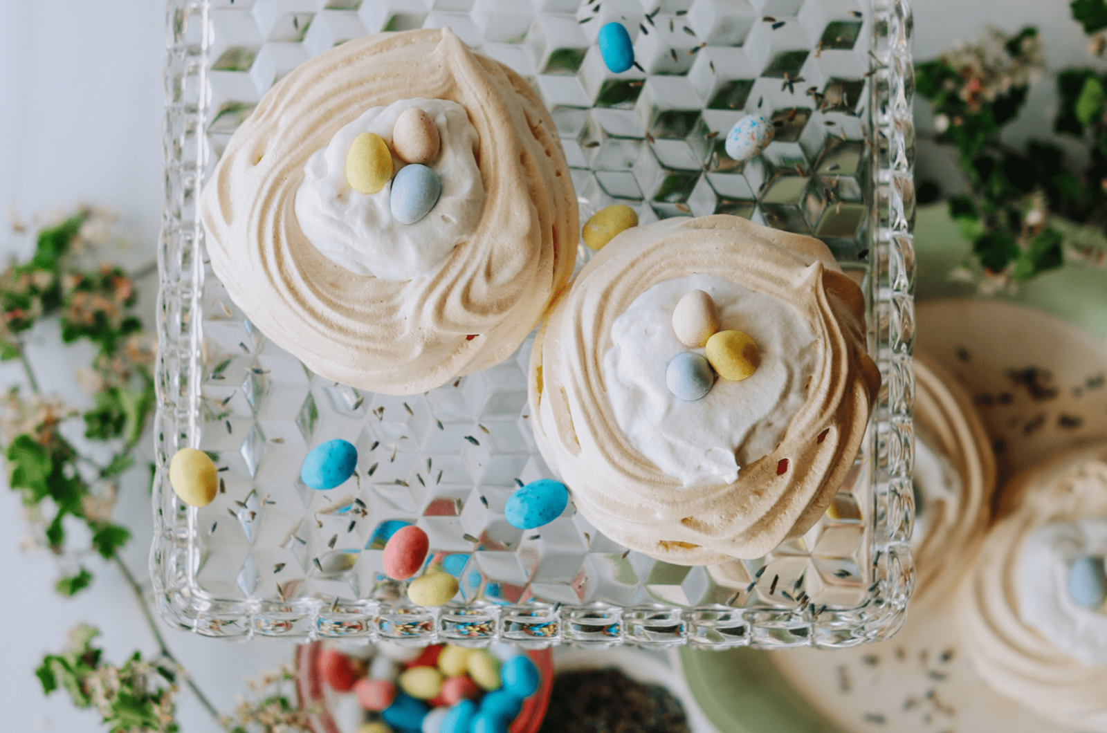 MERINGUE NESTS WITH LAVENDER CREAM