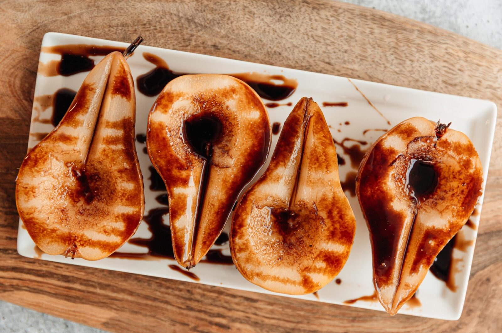 Rose’ Poached Pears with Vanilla Balsamic