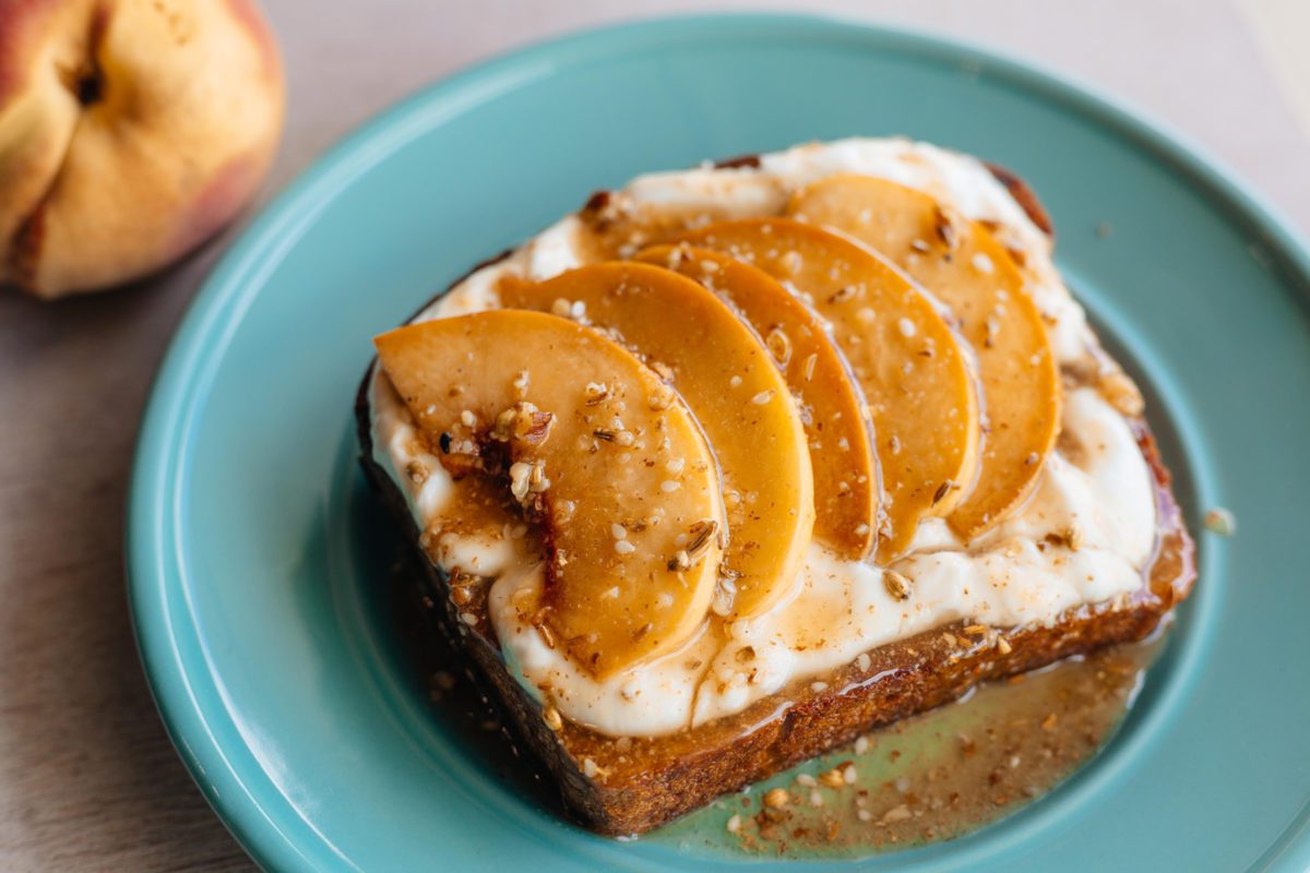 Seeded Honey Peach Goat Cheese Toast