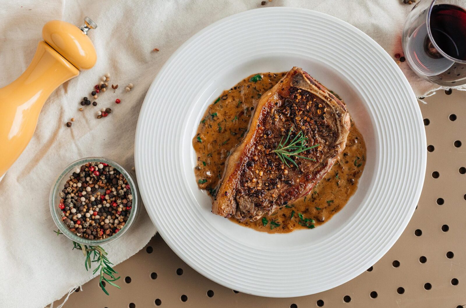 Steak au Poivre with Brandy Butter Sauce