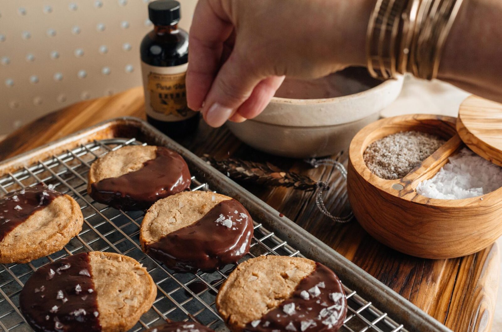 Pecan Shortbread with Salted Dark Chocolate Drizzle