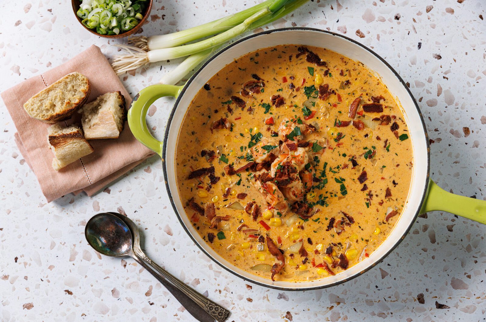 CAJUN SHRIMP & CORN CHOWDER