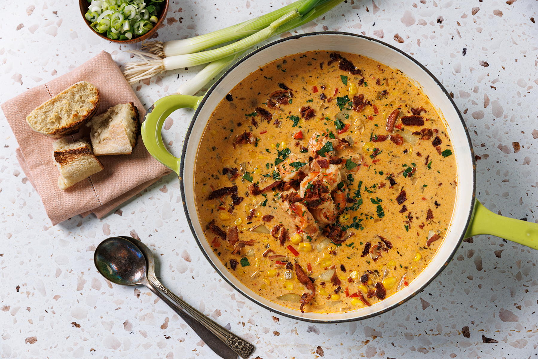 CAJUN SHRIMP & CORN CHOWDER