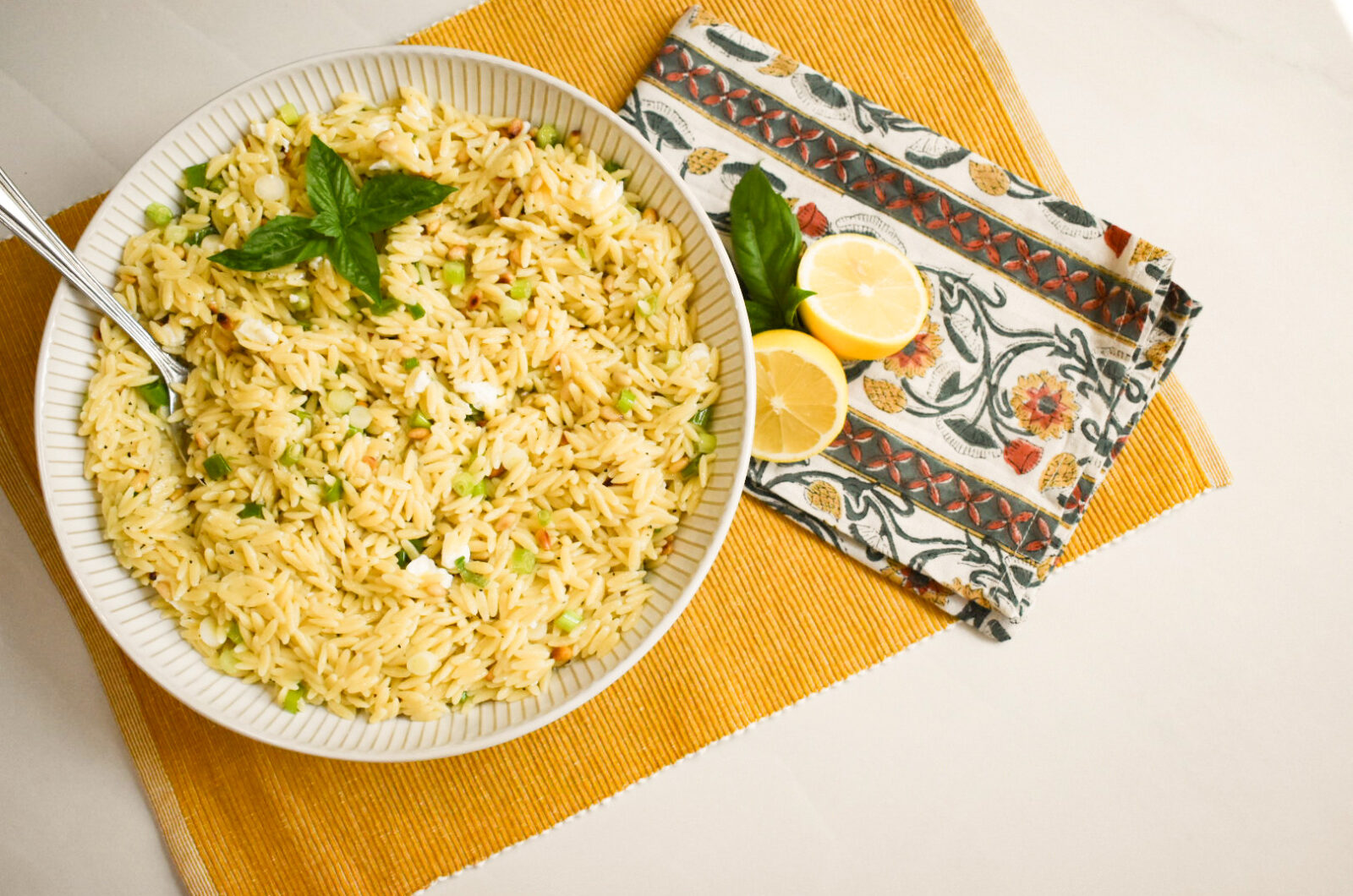 LEMON ORZO SALAD WITH FETA